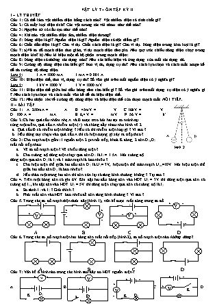 Đề cương ôn thi môn Vật Lí Lớp 7 - Học kì 2 (Chuẩn kiến thức)