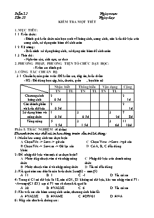 Đề kiểm tra 45 phút môn Tin học Lớp 7 - Tiết 23 (Chuẩn kiến thức)