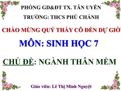 Bài giảng Sinh học Lớp 7 - Bài 19: Thực hành quan sát một số thân mềm khác - Lê Thị Minh Nguyệt