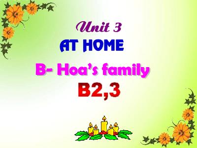 Bài giảng Tiếng Anh Lớp 7 - Unit 3: At home - Lesson 3: B Hoas family