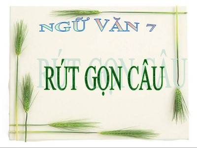 Bài giảng Ngữ Văn Lớp 7 - Tiết 78: Rút gọn câu (Chuẩn kiến thức)