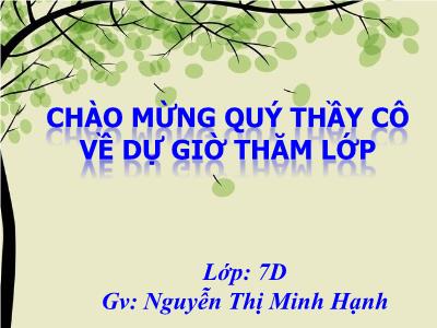 Bài giảng Ngữ Văn Lớp 7 - Tiết 41: Từ đồng âm - Nguyễn Thị Minh Hạnh