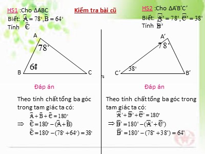 Bài giảng Toán Lớp 7 - Tiết 20: Hai tam giác bằng nhau