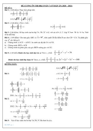 Đề cương ôn tập Toán Lớp 7 - Học kì I - Năm học 2020-2021