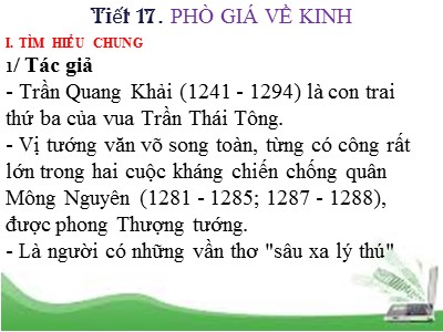 Giáo án Ngữ Văn Khối 7 - Tiết 17: Phò giá về kinh