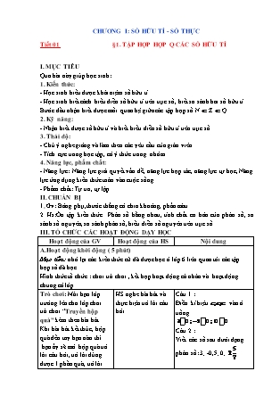 Giáo án Đại số Lớp 7 - Học kỳ I