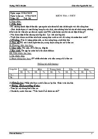 Giáo án Sinh học Lớp 7 - Tiết 56 đến 70 - Năm học 2014-2015 - Nguyễn Thị Hợi