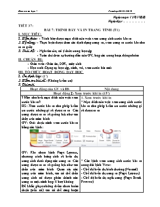 Giáo án Tin học Lớp 7 - Học kỳ II - Năm học 2018-2019