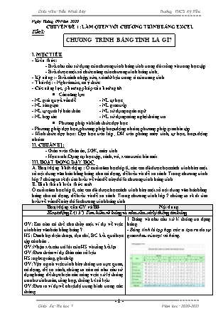 Giáo án Tin học Lớp 7 - Năm học 2020-2021 - Trần Minh Bảy