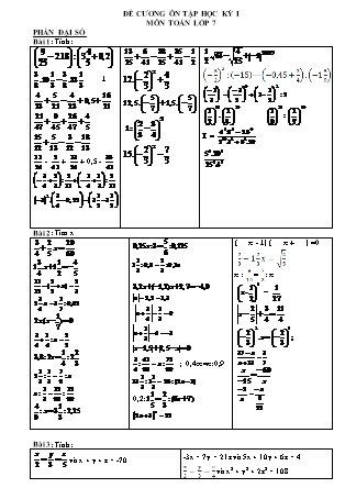 Đề cương ôn tập môn Toán Lớp 7 - Học kỳ I