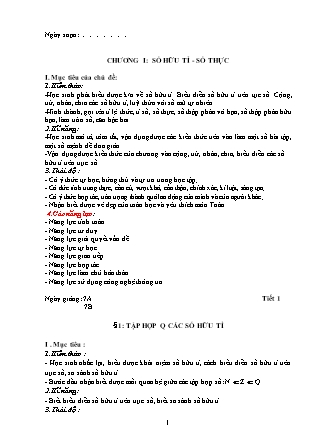 Giáo án Đại số Lớp 7 - Chương I: Số thực - Số hữu tỉ