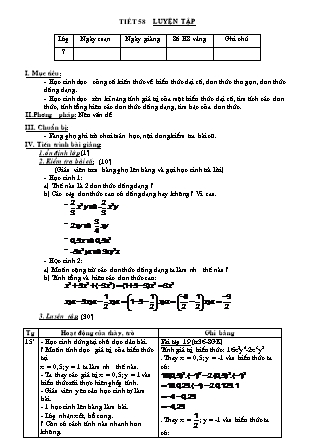 Giáo án Đại số Lớp 7 - Tiết 58 đến 74