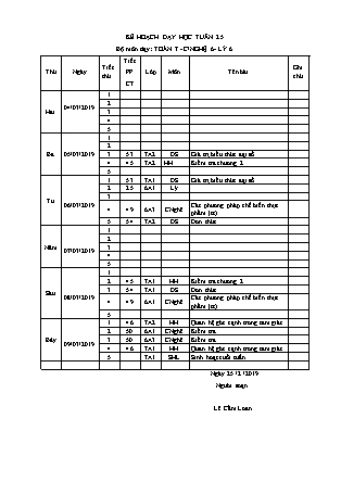 Giáo án Đại số Lớp 7 - Tuần 25 - Năm học 2018-2019 - Lê Cẩm Loan