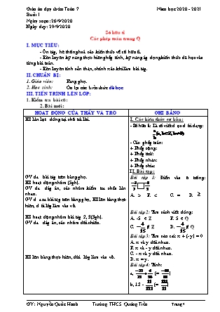 Giáo án dạy thêm môn Toán Lớp 7 - Năm học 2020-2021 - Nguyễn Quốc Hạnh