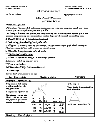 Kế hoạch bài dạy Đại số Lớp 7 - Học kỳ II - Năm học 2020-2021 - Ngô Văn Hùng