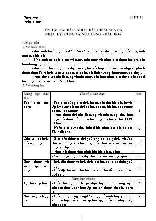Giáo án Âm nhạc Lớp 7 - Tiết 13: Ôn tập bài hát Khúc hát chim Sơn ca. Nhạc lý: Cung và nửa cung - Dấu hóa