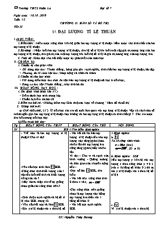 Giáo án Đại số 7 - Chương 2: Hàm số và đồ thị - Năm học 2018-2019 - Nguyễn Thùy Dương