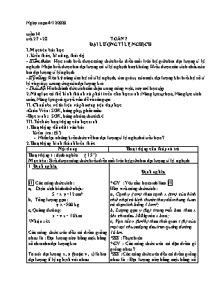 Giáo án Đại số 7 - Tiết 27+28: Đại lượng tỉ lệ nghịch - Năm học 2020-2021 - Lê Cẩm Loan