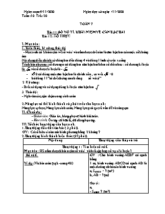 Giáo án Toán 7 - Tuần 10 - Năm học 2020-2021 - Lê Cẩm Loan