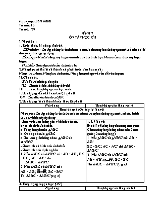 Giáo án Toán 7 - Tuần 15 - Năm học 2020-2021 - Lê Cẩm Loan