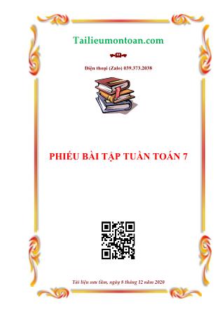 Phiếu bài tập tuần Toán 7 - Chương trình cả năm