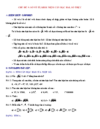 Bài tập Đại số 7 - Chủ đề 9: Số vô tỉ, khái niệm căn bậc hai, số thực