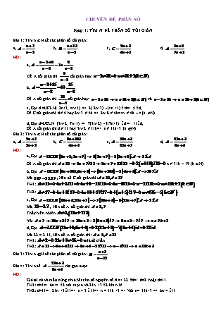 Bài tập Đại số 7 - Chuyên đề: Phân số