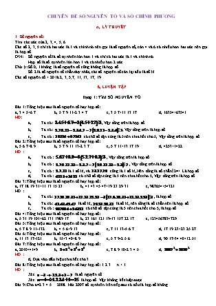 Bài tập Đại số 7 - Chuyên đề: Số nguyên tố và số chính phương