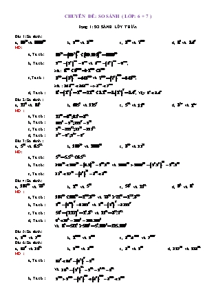 Bài tập Đại số 7 - Chuyên đề: So sánh