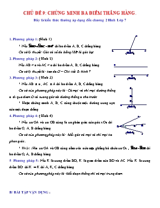 Bài tập Hình học 7 - Chủ đề 9: Chứng minh ba điểm thẳng hàng