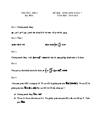 Đề học sinh giỏi Toán 7 (Có đáp án) - Năm học 2010-2011 - Trường THCS Hạ Hòa
