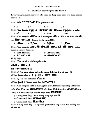Đề khảo sát chất lượng HSG môn Toán 7 (Có đáp án) - Phòng giáo dục và đào tạo Vĩnh Tường