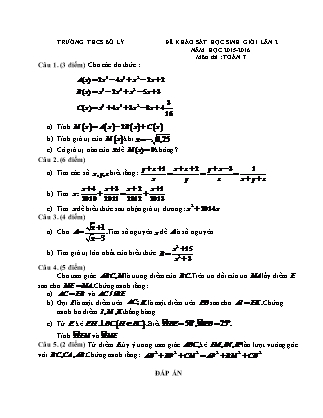Đề khảo sát học sinh giỏi lần 2 môn Toán 7 (Có đáp án) - Năm học 2015-2016 - Trường THCS Bố Lý