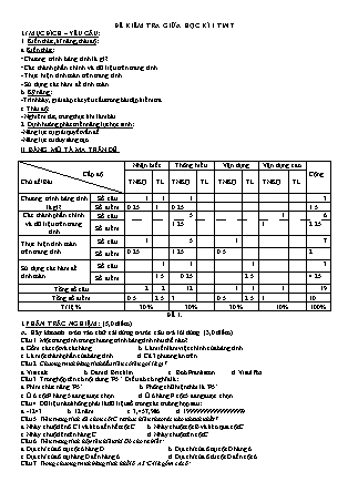 Đề kiểm tra giữa học kì 1 môn Tin học 7