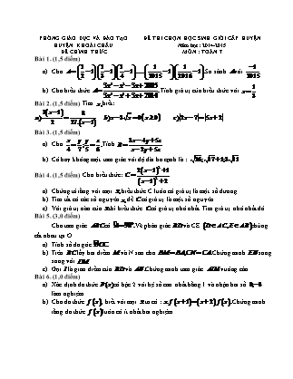 Đề thi chọn học sinh giỏi cấp huyện môn Toán 7 (Có đáp án) - Năm học 2014-2015 - Phòng giáo dục và đào tạo huyện Khoái Châu