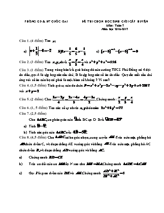 Đề thi chọn học sinh giỏi cấp huyện môn Toán 7 (Có đáp án) - Năm học 2016-2017 - Phòng giáo dục và đào tạo Quốc Oai