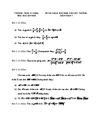 Đề thi chọn học sinh giỏi cấp trường môn Toán 7 (Có đáp án) - Năm học 2017-2018 - Trường THCS Kỳ Xuân