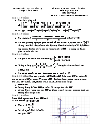 Đề thi chọn học sinh giỏi môn Toán Lớp 7 (Có đáp án) - Năm học 2017-2018 - Phòng giáo dục và đào tạo huyện Than Uyên
