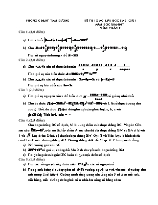 Đề thi giao lưu học sinh giỏi môn Toán 7 (Có đáp án) - Năm học 2016-2017 - Phòng giáo dục và đào tạo Tam Dương
