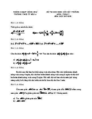 Đề thi học sinh giỏi cấp trường môn Toán 7 (Có đáp án) - Năm học 2017-2018 - Trường THCS TT Hậu A