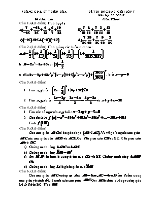 Đề thi học sinh giỏi Lớp 7 môn Toán (Có đáp án) - Năm học 2016-2017 - Phòng GD & ĐT Thiệu Hóa