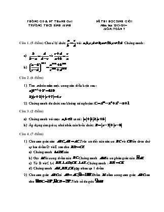 Đề thi học sinh giỏi môn Toán 7 (Có đáp án) - Năm học 2013-2014 - Trường THCS Bình Minh