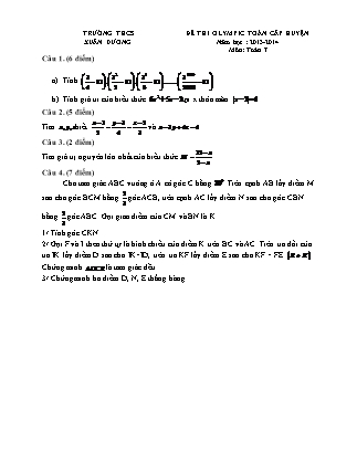 Đề thi Olympic môn Toán Lớp 7 cấp huyện (Có đán án) - Năm học 2013-2014 - Trường THCS Xuân Dương