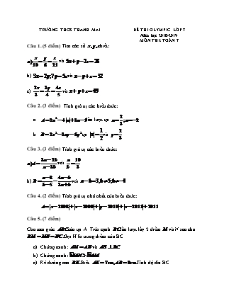 Đề thi Olympic môn Toán Lớp 7 (Có đáp án) - Năm học 2018-2019 - Trường THCS Thanh Mai