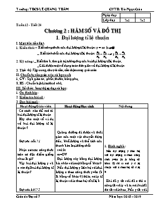 Giáo án Đại số 7 - Tiết 24 đến 28 - Năm học 2019-2020 - Bùi Ngọc Giàu