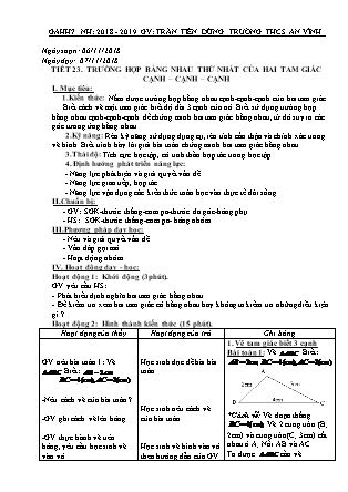 Giáo án Hình học 7 - Tiết 23+24 - Năm học 2018-2019 - Nguyễn Văn Nguyên