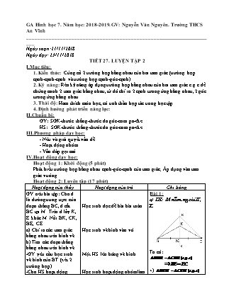 Giáo án Hình học 7 - Tiết 27+28 - Năm học 2018-2019 - Nguyễn Văn Nguyên