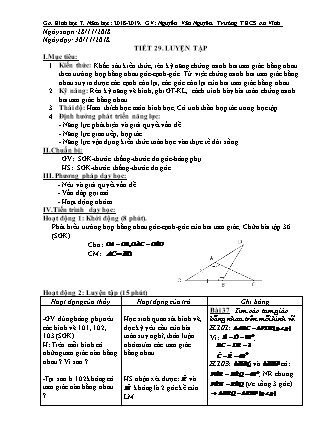 Giáo án Hình học 7 - Tiết 29+30+31 - Năm học 2018-2019 - Nguyễn Văn Nguyên