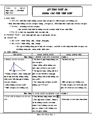 Giáo án Hình học 7 - Tiết 62, Bài 9: Tính chất ba đường cao của tam giác - Năm học 2019-2020 - Trường THCS Phu Thinh