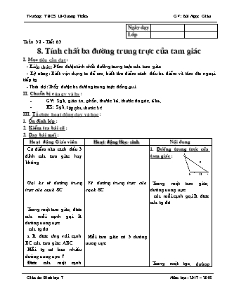 Giáo án Hình học 7 - Tiết 63 đến 66 - Năm học 2019-2020 - Bùi Ngọc Giàu